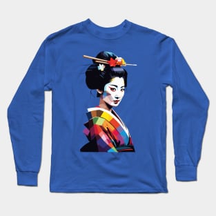 Japanese Geisha WPAP Pop Art Design Long Sleeve T-Shirt